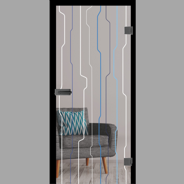 Curves Mattprint - Ganzglastüren / Glastüren mit Zarge Komplettset - Erkelenz