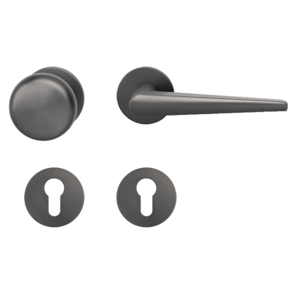 Anzio Round - Umbragrau - Knopf/Drücker - Schutzbeschlag für Wohnungstüren - Griffwellt