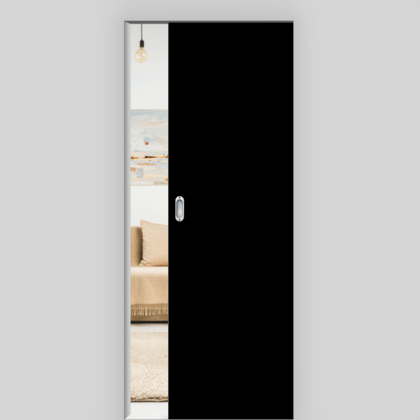 Schwarz matt 05 Schiebetür in der Wand laufend Tiefschwarz - G-TEC RAL 9005