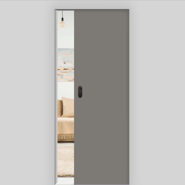 Staubgrau matt Schiebetür in der Wand laufend - G-TEC RAL 7037