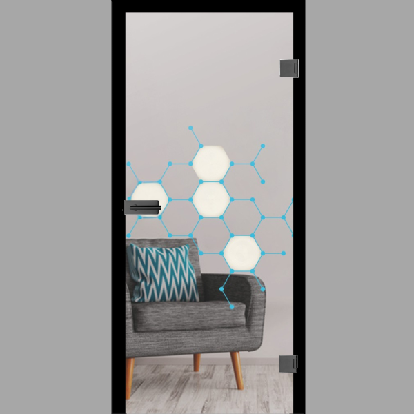 Hexa Mattprint - Ganzglastüren / Glastüren mit Zarge Komplettset - Erkelenz