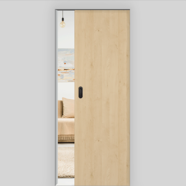 Natura Ahorn Schiebetür in der Wand laufend - CPL Oberfläche - Maserung Aufrecht