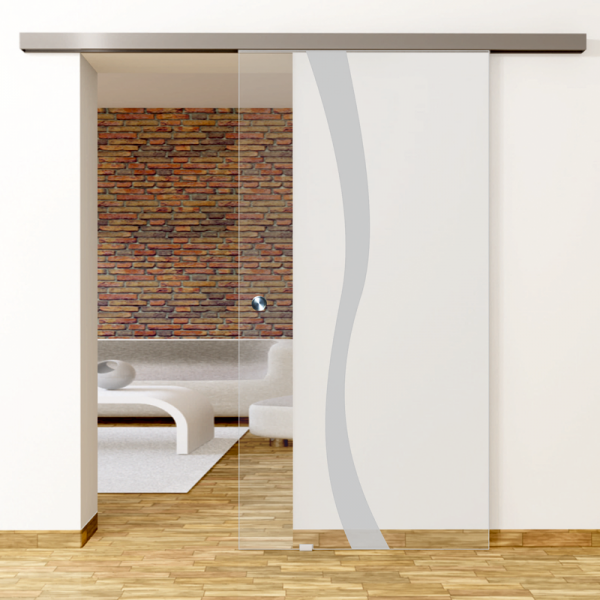 Bergamo Motiv Matt - Glasschiebetür - Set Komplett mit Softclose & Griff - Erkelenz Glas GmbH
