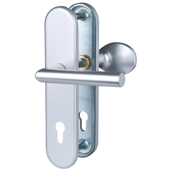 Sicura Ronny-LS/LS - Aluminium F1 - Griffplatte/Drücker - Schutzbeschlag für Wohnungstüren Sicura Ronny-LS/LS - Aluminium F1 - Griffplatte/Drücker - Schutzbeschlag für Wohnungstüren