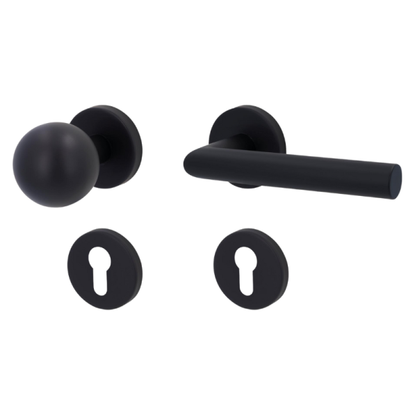 Ronny-R - Schwarz matt - Vario Star Baisc - Türdrücker für Wohnungseingangstüren - Südmetall