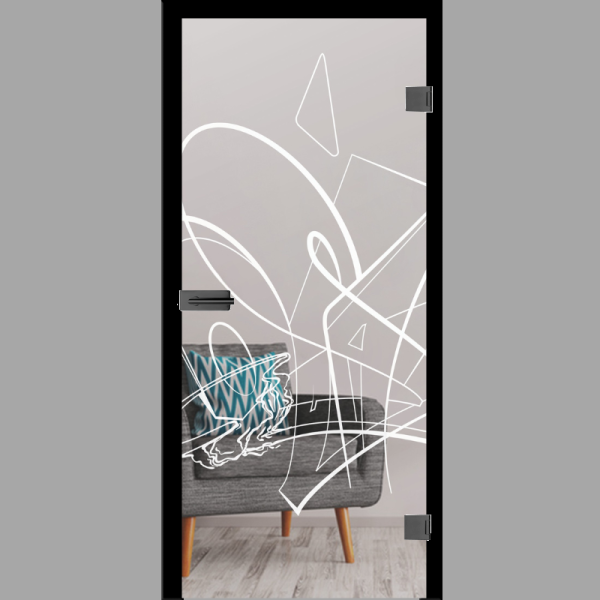 Graffito Mattprint - Ganzglastüren / Glastüren mit Zarge Komplettset - Erkelenz