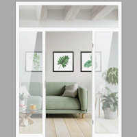 Windfangelement mit zwei Seitenteil und Oberlicht für Zimmertüren DIN rechts - Blockrahmen / Typ 17 Windfangelement mit zwei Seitenteil und Oberlicht für Zimmertüren DIN rechts - Blockrahmen / Typ 17