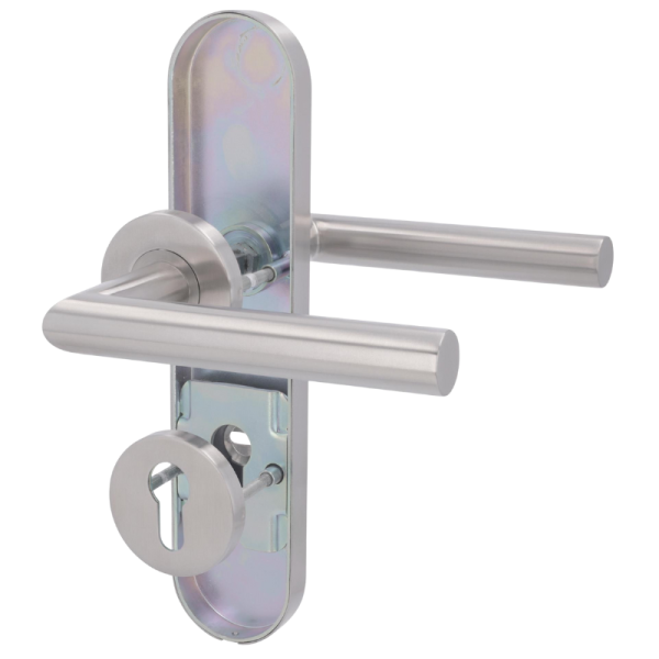 Sicura Moskau LS-R - Edelstahl satiniert - Drücker/Drücker - Schutzbeschlag für Wohnungstüren Sicura Moskau LS-R - Edelstahl satiniert - Drücker/Drücker - Schutzbeschlag für Wohnungstüren