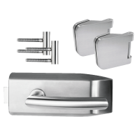 Glastürbeschlag : Piatto inkl. Bänder - Edelstahl - Beschlagset für Glastüren Glastürbeschlag : Piatto inkl. Bänder - Edelstahl - Beschlagset für Glastüren