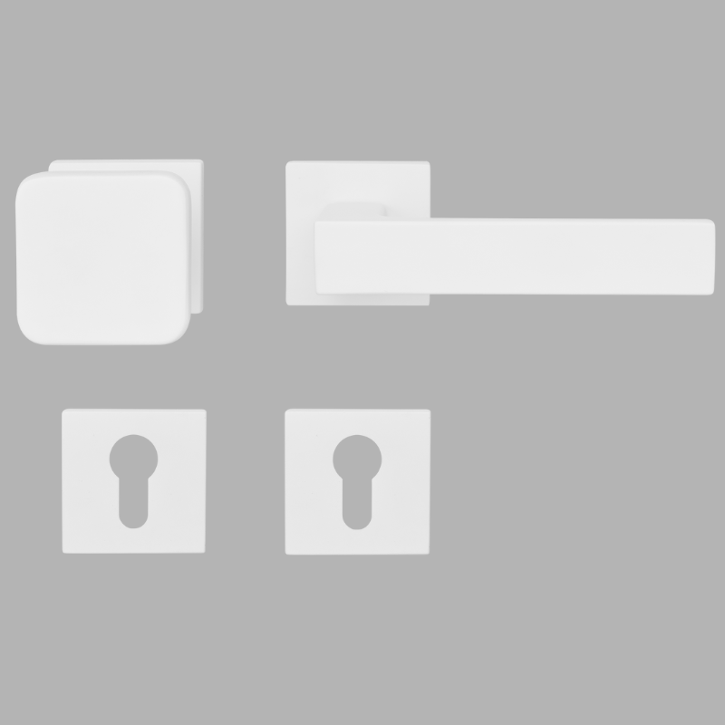 Lucca Square - Weiß matt - Knopf/Drücker - Schutzbeschlag für Wohnungstüren - Griffwelt