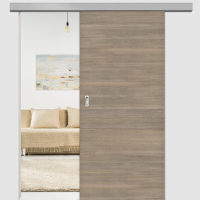 Lärche Dunkel Schiebetür - fühlbare CPL Oberfläche - Maserung Quer Lärche Dunkel Schiebetür - fühlbare CPL Oberfläche - Maserung Quer