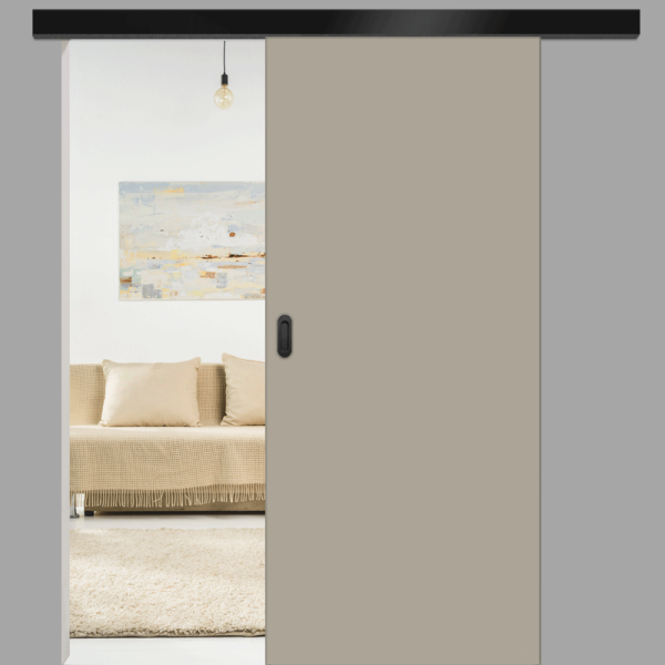 Seidengrau matt Schiebetür vor der Wand - G-TEC RAL 7044 Seidengrau matt Schiebetür vor der Wand - G-TEC RAL 7044