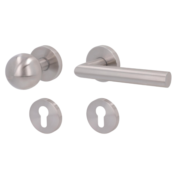 Ronny-R - Edelstahl satiniert - Drückergarnitur für Wohnungseingangstüren - Südmetall