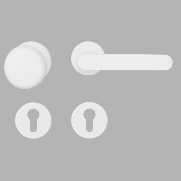 Aversa Round - Weiß matt - Knopf/Drücker - Schutzbeschlag für Wohnungstüren - Griffwellt