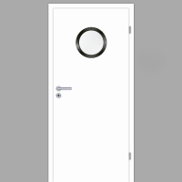 Polarweiss 03 Zimmertür mit Bullauge Schwarz - Weiß CPL RAL 9003 mit Zarge Polarweiss 03 Zimmertür mit Bullauge Schwarz - Weiß CPL RAL 9003 mit Zarge