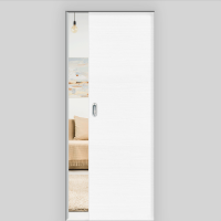 Esche Weiss Schiebetür in der Wand laufend - fühlbare CPL Oberfläche - Maserung Quer Esche Weiss Schiebetür in der Wand laufend - fühlbare CPL Oberfläche - Maserung Quer