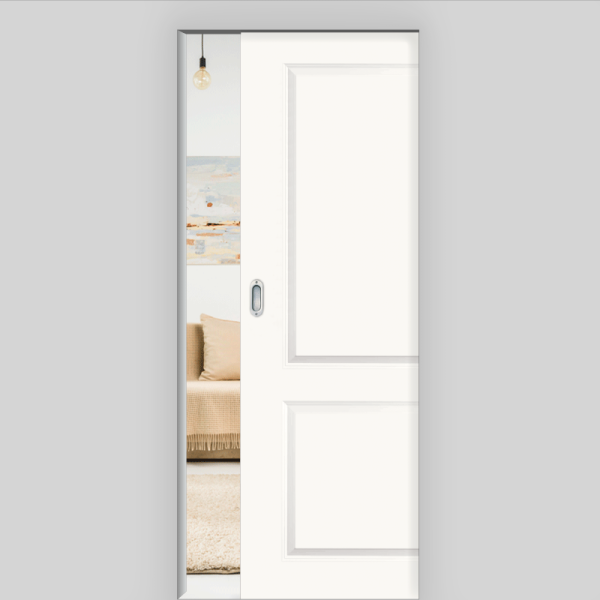 Elegance 02 Schiebetür in der Wand laufend - Landhaustür / Stiltür RAL 9010 Weißlack