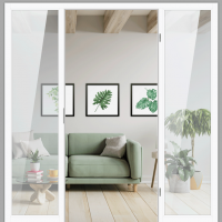 Windfang mit festem Seitenteil beidseitig, für rechts gehangene Zimmertür / Typ 8 Windfang mit festem Seitenteil beidseitig, für rechts gehangene Zimmertür / Typ 8