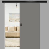 Staubgrau matt Schiebetür vor der Wand - G-TEC RAL 7037 Staubgrau matt Schiebetür vor der Wand - G-TEC RAL 7037