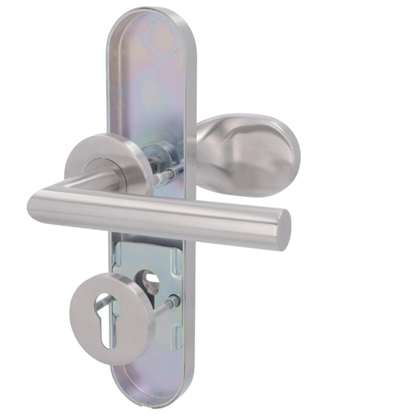 Sicura Moskau LS-R - Edelstahl satiniert - Griffplatte/Drücker - Schutzbeschlag für Wohnungstüren Sicura Moskau LS-R - Edelstahl satiniert - Griffplatte/Drücker - Schutzbeschlag für Wohnungstüren