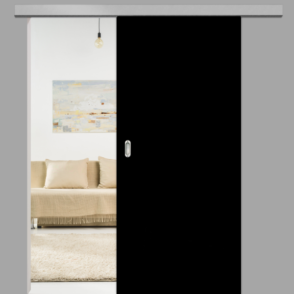 Schwarz matt 05 Schiebetür vor der Wand Tiefschwarz - G-TEC RAL 9005