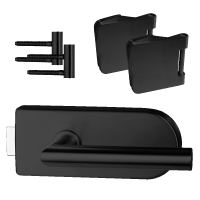 Glastürbeschlag: Alpha inkl. Bänder - Schwarz - Beschlagset für Glastüren Glastürbeschlag: Alpha inkl. Bänder - Schwarz - Beschlagset für Glastüren